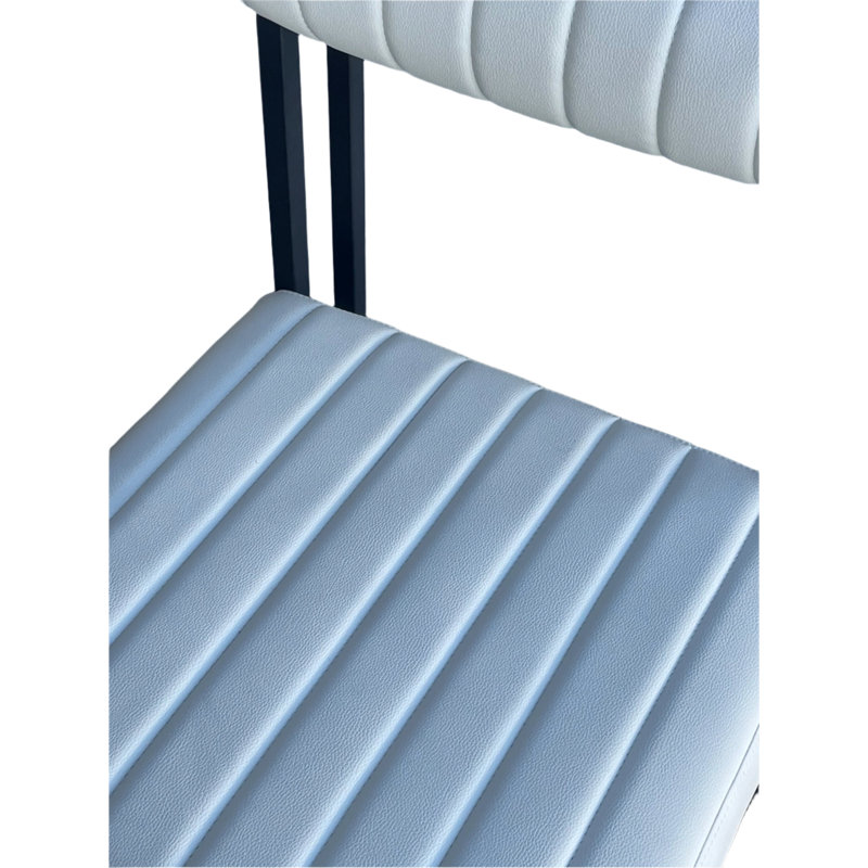 Chaise de comptoir en similicuir blanc avec pieds en fer noir Overton