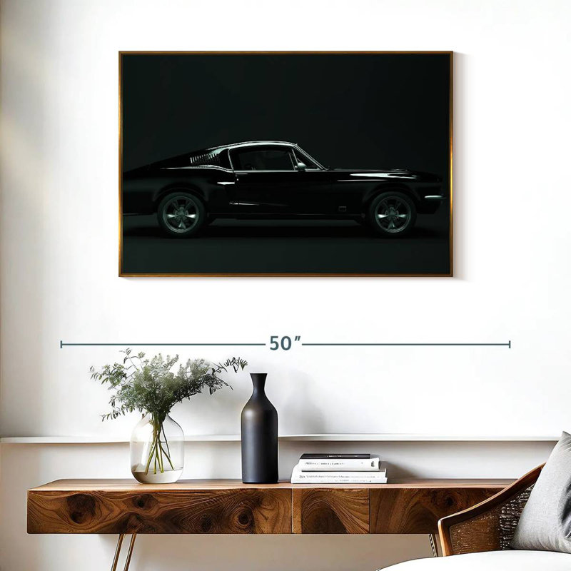 Voiture rétro élégante, Cadre flottant doré, 37 po x 25 po