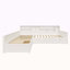 Lit de jour simple en L en forme de L avec lit gigogne sous le lit et tiroir de rangement, cadre de lit d'angle polyvalent avec bibliothèques pour 3-945401634