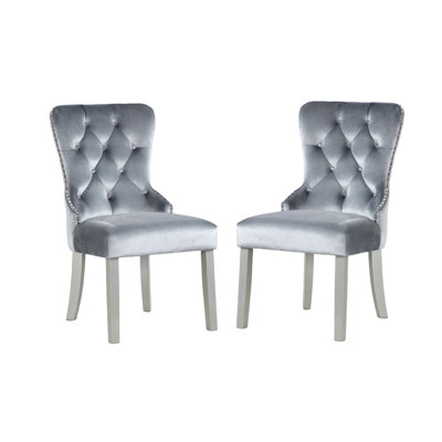 Chaises d'appoint classiques 2 pièces avec boutons en acrylique ressemblant à du cristal, chaise de salle à manger rembourrée à oreilles, fauteuil d'appoint