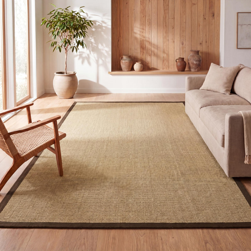 Tapis en jute naturel / brun Locklin Farmhouse Cottage, Rectangle 7 pi 8 po x 10 pi