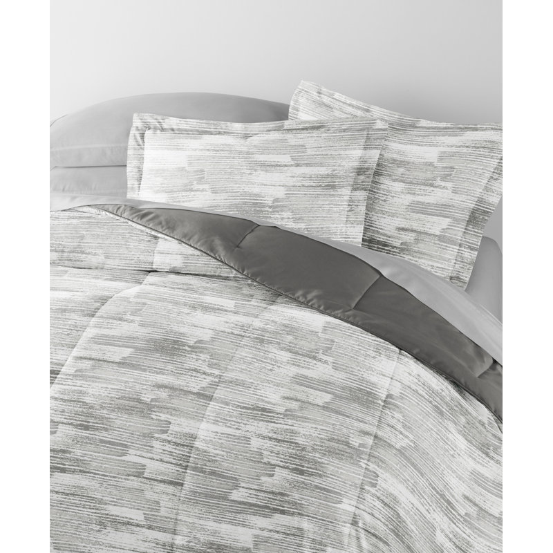 Twin Gray Organic Microfiber Reversible Down Alternative Comforter Set