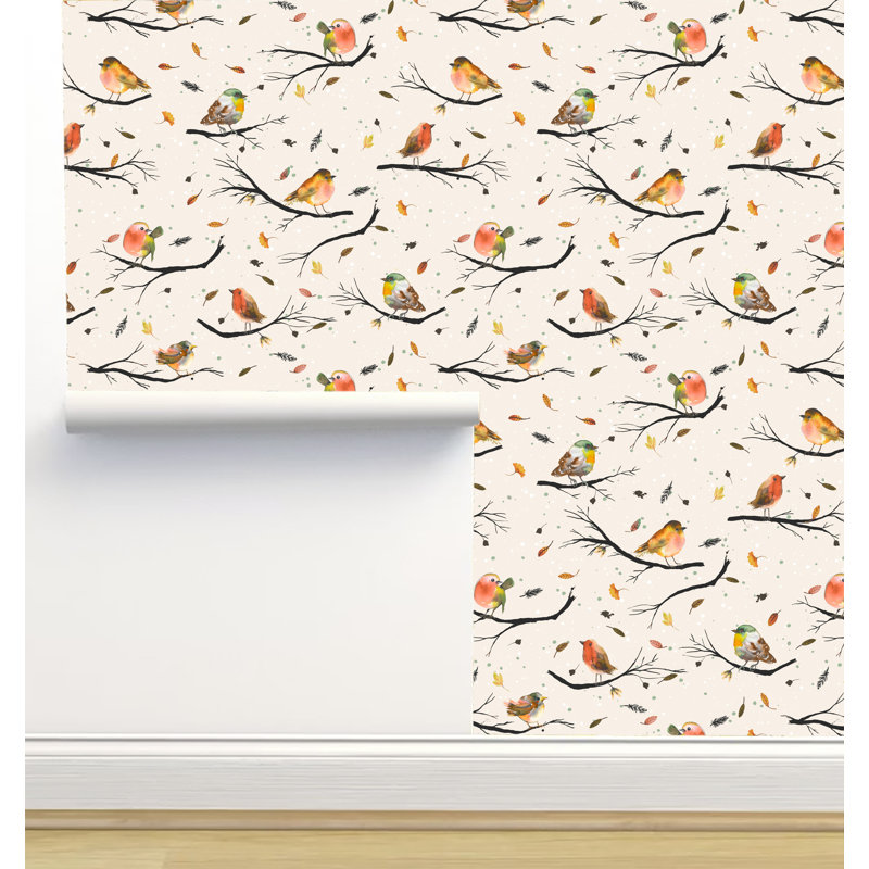 Rouleau de papier peint texturé L 12 pi x l 2 pi Ninola Designs, Branches d'arbres d'automne