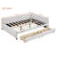 Lit de jour double rembourré avec cadre de canapé-lit à 2 tiroirs de rangement, pas de sommier tapissier, tissu de lin (beige) (SKU ANCIEN: LP000172AAA)-1582112511