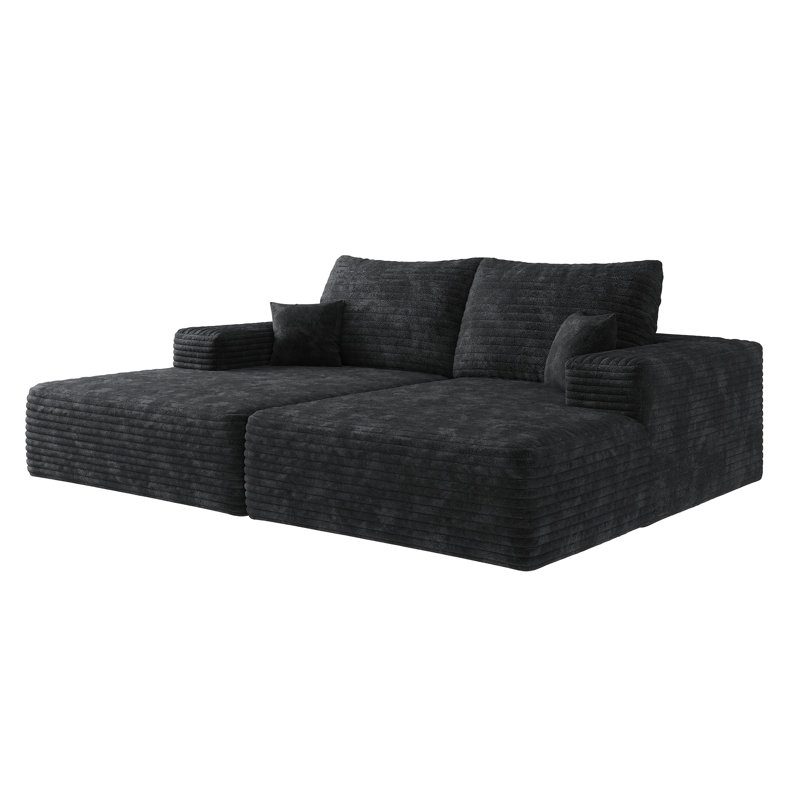 74.8" Modern Sofa Bed With Dual Sleeper, Lounger For Moviebonus Room,No Assembly Required (Plush Corduroy Fabric)