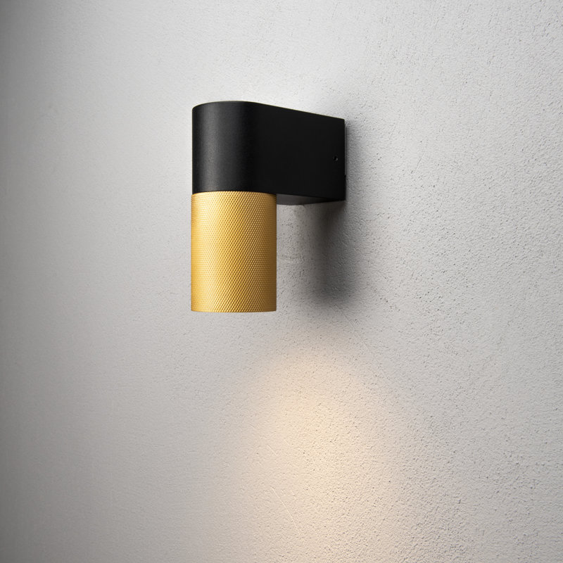 Temi 1 Down Outdoor Wall Light, Black/Gold