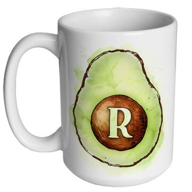 Grande tasse à café personnalisable 15 onces - Monogram - Avocat