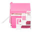 Lit mezzanine double rose avec tente et tour. Composé de bois de pin massif pour plus de stabilité. Fenêtre de conception inspirée d'une maisonnette. Espace de rangement spacieux et spacieux. Matelas: L 94,6 po x l 99,5 po x H 78,9 po