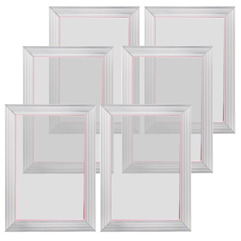 Trousse de sérigraphie, cadres de sérigraphie en aluminium 6 pièces, cadre de sérigraphie 10 x 14 pouces avec filet de 156 points, filet de nylon haute tension et ruban d'étanchéité pour l'impression de t-shirts