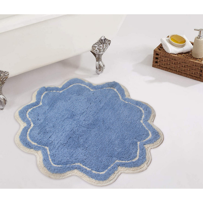 Tapis pour salle de bain Dobrinka, Bleu, 30 po (rond)