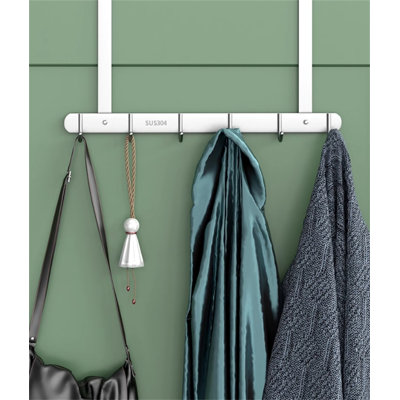 Stainless Steel Over-The-Door Hook Rack