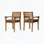 Chaises de salle à manger en bois d'acacia avec sièges en osier, ensemble de 2