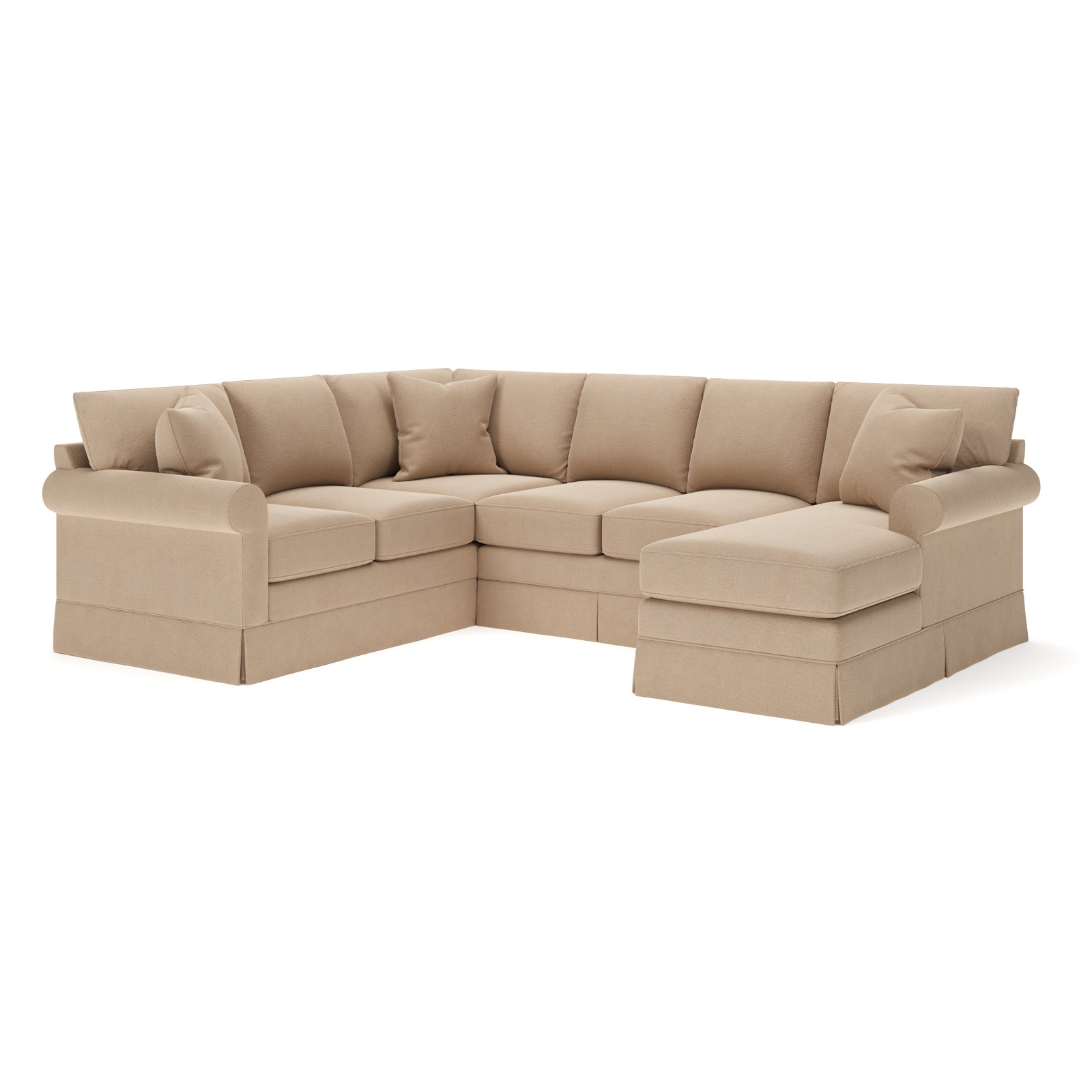 Friedman Upholstered Chaise U-Sectional, Right Hand Facing, Bella Toast Performance Velvet