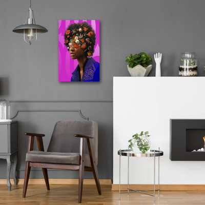 Art mural en verre épique «Black and Bloom 1» par NUMA Art, 16 po x 24 po