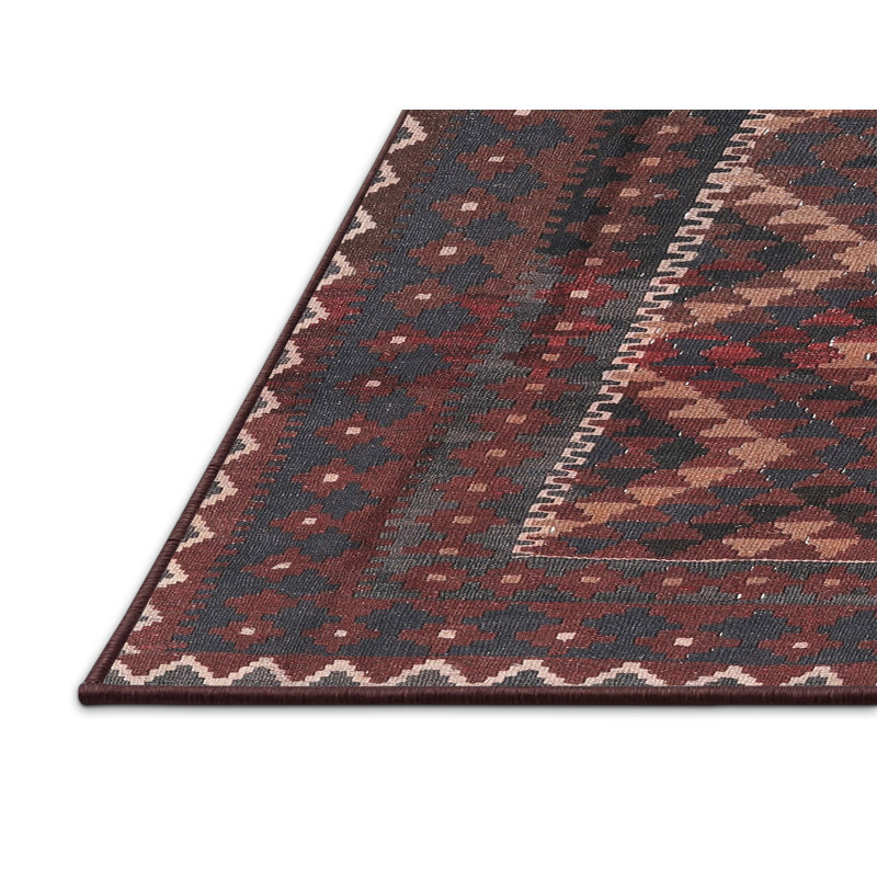 Tapis noir/noir foncé traditionnel Hassel, Rectangle 5 pi x 7 pi