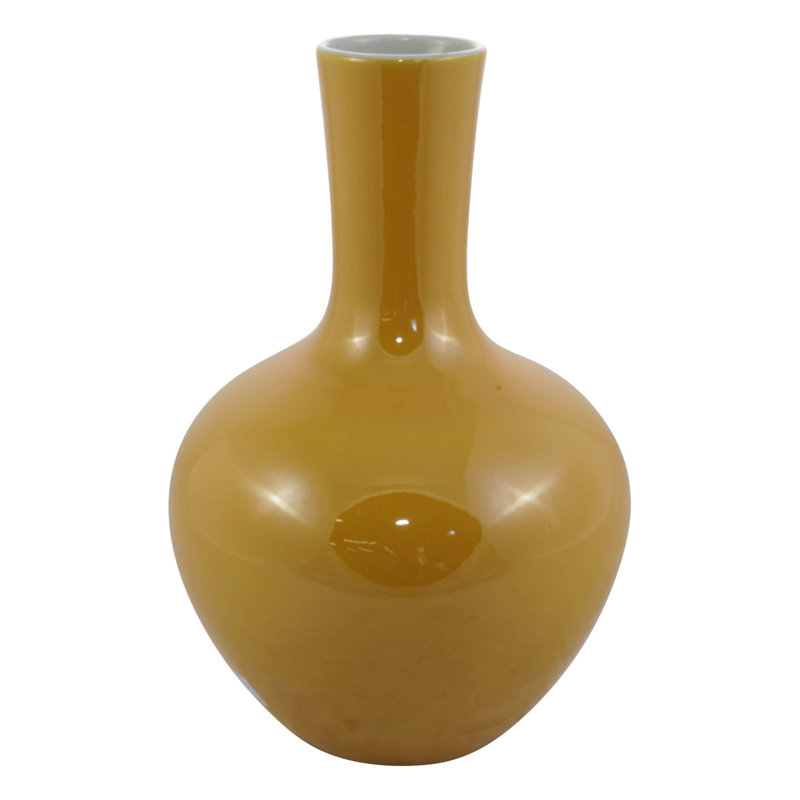 Handmade Table Vase, 21" H x 14" W x 14" D, Orange Crackle