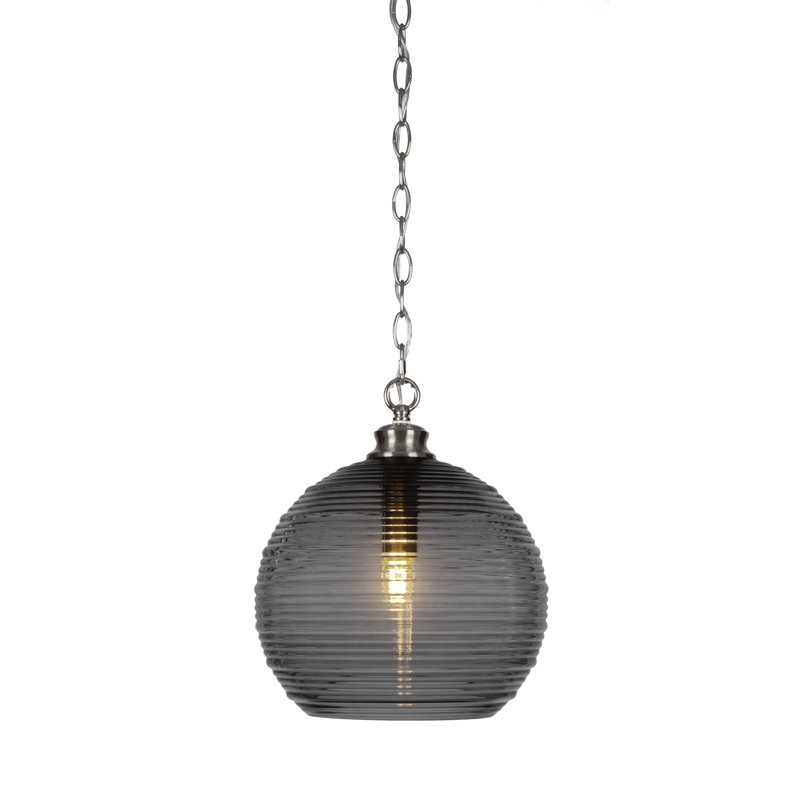 Luminaire suspendu à 1 lumière Malena, Nickel, Gris, H 89 po x l 12 po x P 12 po