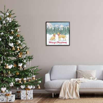 «Merry Christmas Dogs On Wood» par Paul Brent, reproduction