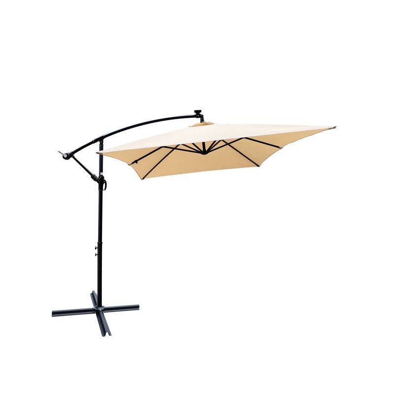 Parasol d'extérieur - 2X3m Rectangle, à énergie solaire, 6 baleines, pour parasol de jardin avec piscine 180G,, Tan