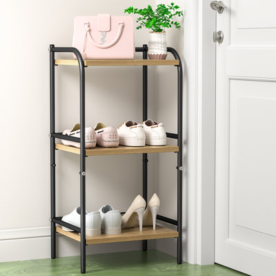 Vebreda 3-Tier Industrial Bookshelf, Rustic Wood and Metal Bookcase