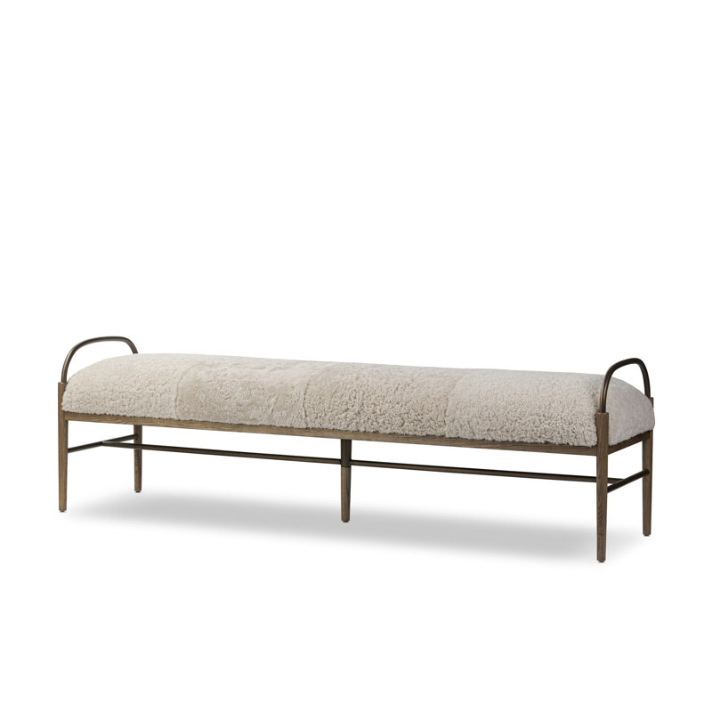 Demi Accent Bench, Beige Shearling