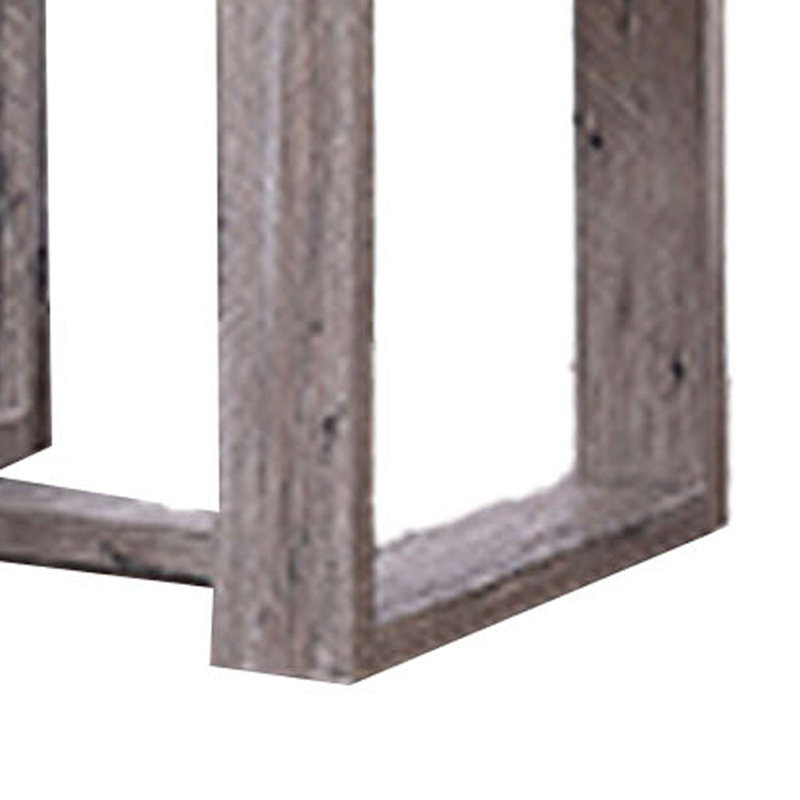 Table de bout Knic, 24 po, plateau carré gris en bois, piédestal double