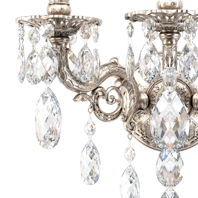 3 - Light Candle Wall Light, Incandescent, Strass Clear, Aurum