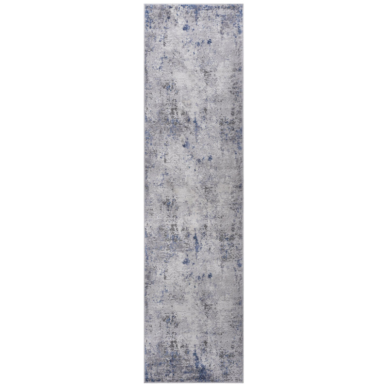 Loom & Stylish Area Rug 2x8, Silver/blue/abstract, Non-shedding, Stain For Home Office, Bedroom, Living, Dining 2x8 Non-shedding , Ideal Room, Office Space