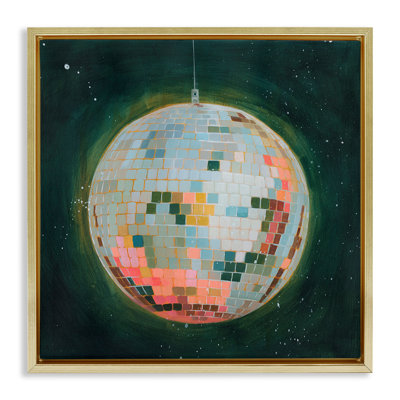 "Pasto disco ball", art mural encadré flottant gris par Grace Popp