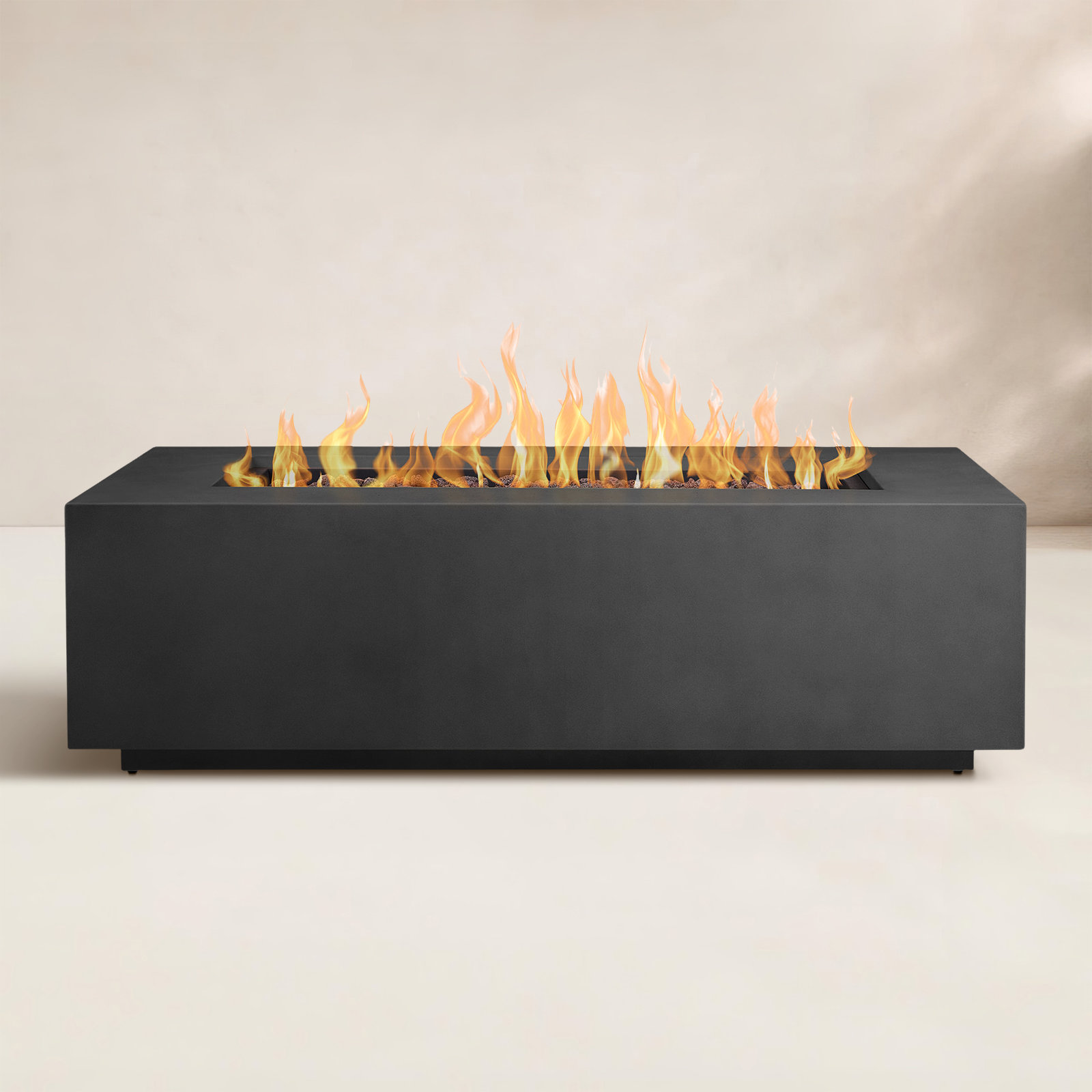 Aegean Fire Pit Table, Weathered Slate, 15" H x 50" W x 32" D