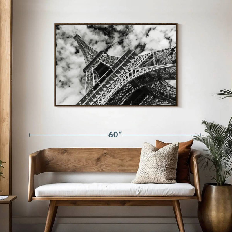 Eiffel Tower Cloudscape, Floating Frame Walnut, 43" X 29"