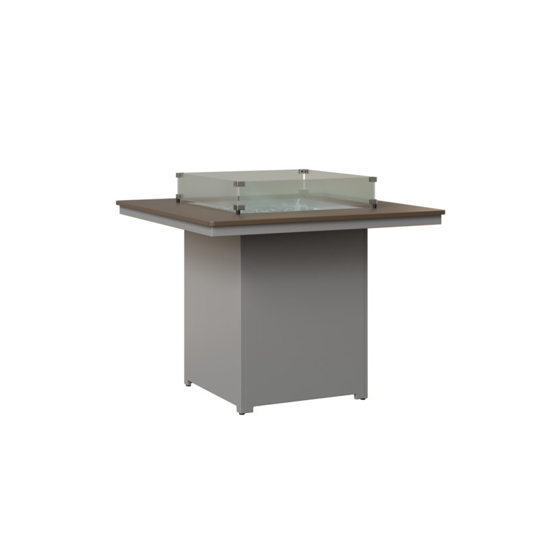 Table à hauteur de comptoir berlinois Berlin Gardens, H 36 po x l 47 po x P 47 po, Bronze martelé avec base en brouillard