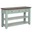 Console moderne en bois de pin massif, 48 po en bleu rétro + plateau brun, 3 tiroirs de rangement et 2 tablettes, pour le vestibule avec table d'appoint brune, conseils d'assemblage faciles-271262503
