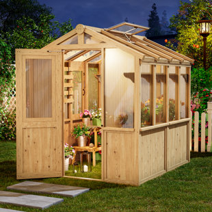 6.7FT X 7.8FT Solid Wood Polycarbonate Greenhouse