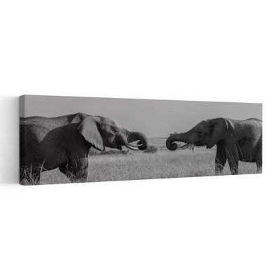 «Elephant Trunks Intertwined Peaceful Serene Contemporary Elephant Landscape Nature», art mural