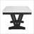 1Pc Transitional Modern Formal Dining Table White Genuine Marble Rectangular Table Top Trestle Base Black Finish Legs Wooden Dining Room Furniture