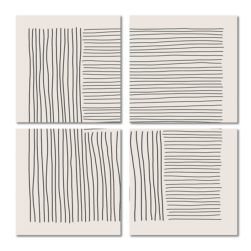 Minimal Geometric Lines I - ensemble d'art moderne sur toile 4 pièces