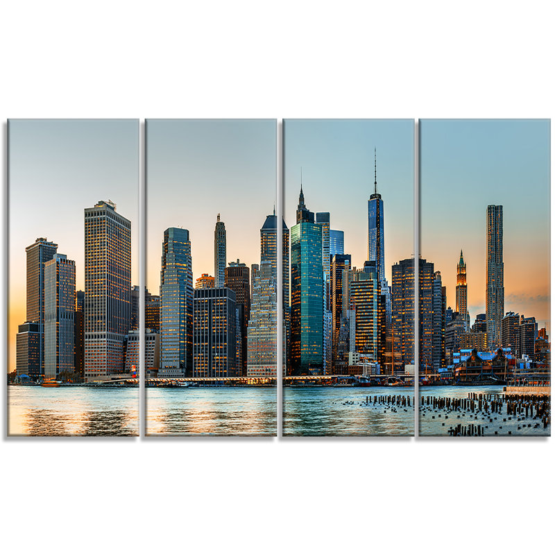 « new york city horizon », ensemble de 4 reproductions de photos sur toiles tendues