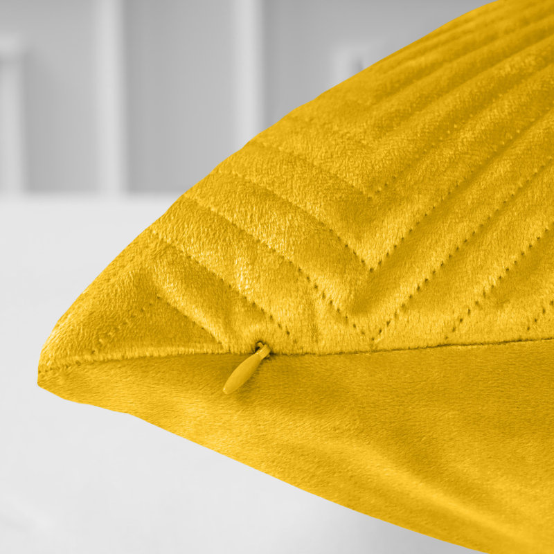 Square Throw Luxury Embossed Pattern Velvet Cushions Protector Set Of 2, Ochre