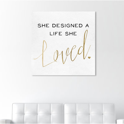 «She Designs Gold» par Oliver Gal, reproduction d'art textuel sur toile