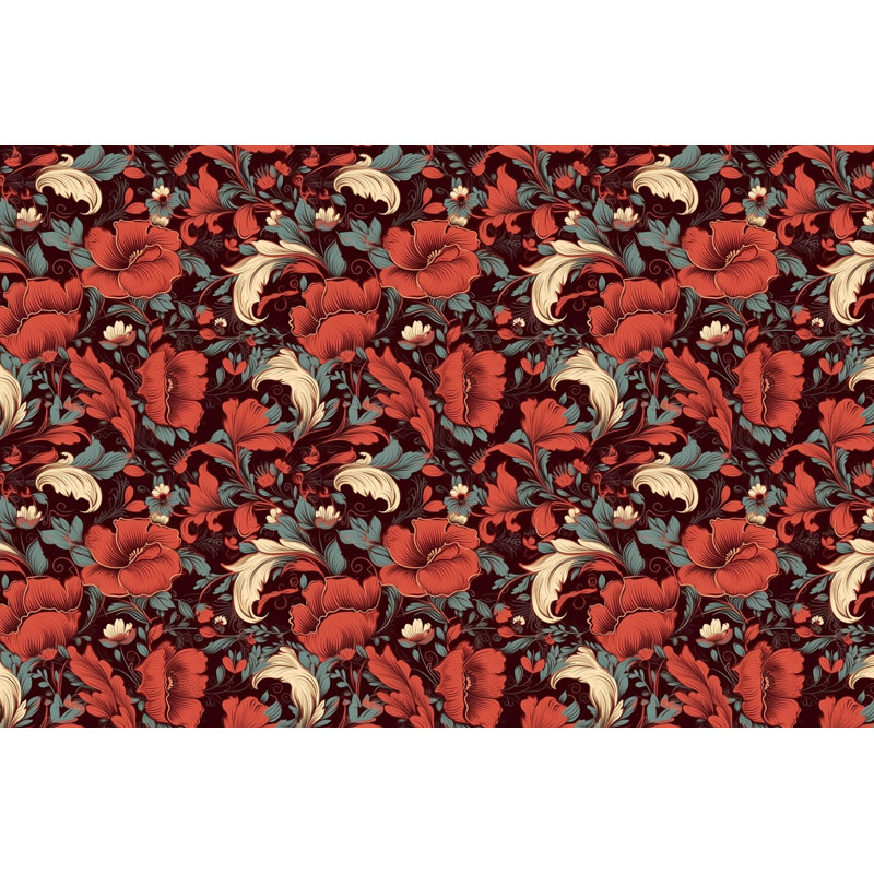Machine Printed Comforter, Queen Comforter, Brown/Red/Cream Floral