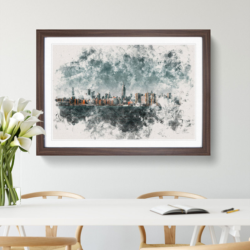 New York City View - Framed Print, Walnut Framed, 45cm H x 63cm W x 2cm D