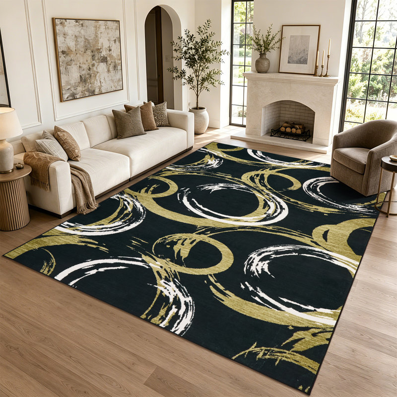 Tapis noir Mid Mid Century Modern, Noir