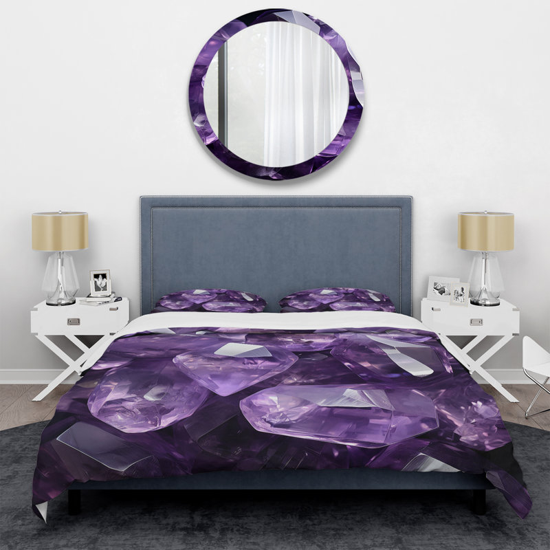 Ensemble de housse de couette violet à améthyste Geode Essence 2, Housse de couette pour très grand lit
