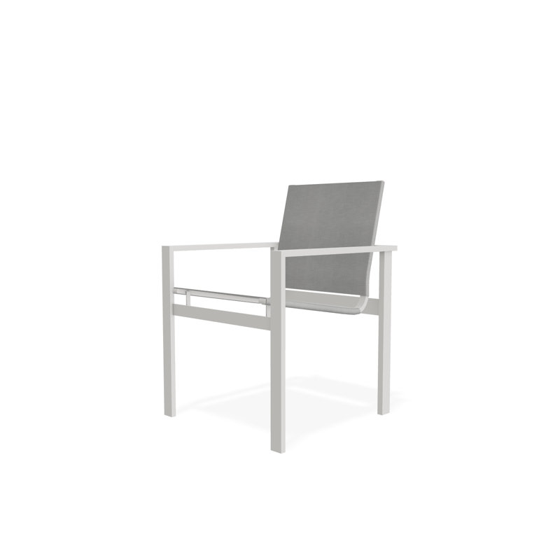 Tribeca Sling Stacking Arm Chair, Snow, Breeze