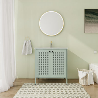 Meuble-lavabo sur pied simple de 30 po avec comptoir en céramique