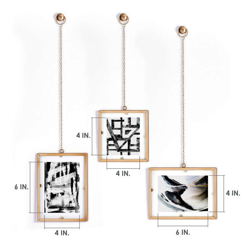 Melannco Rectangular Hanging Metal Frames, Set of 3, Rectangle