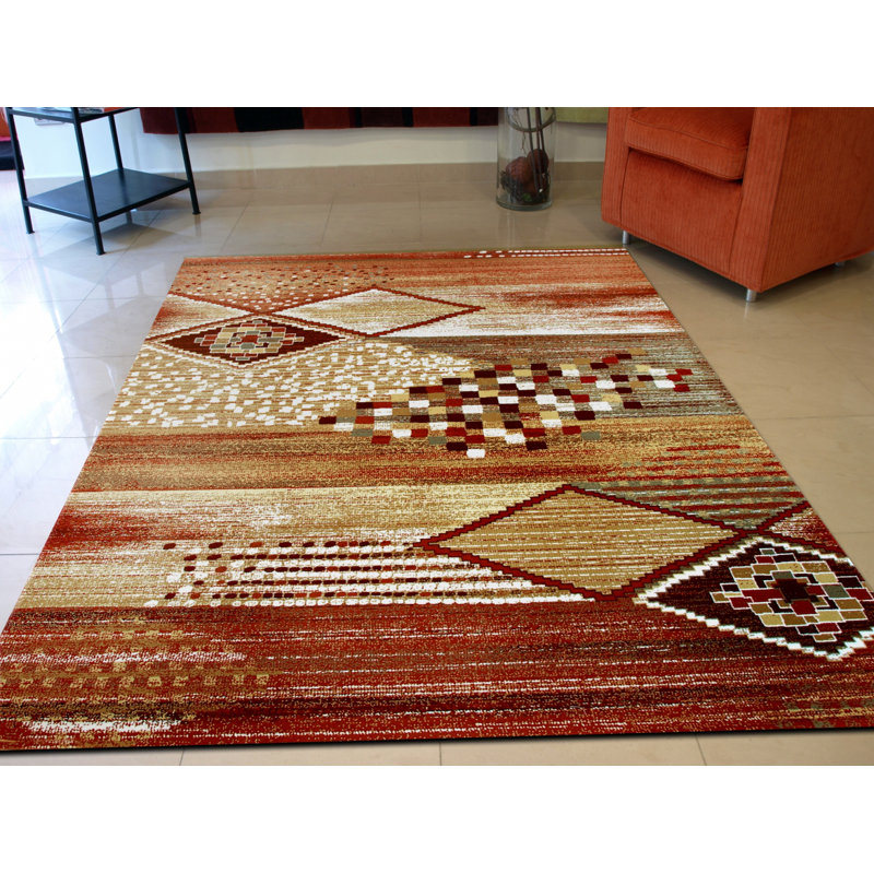 Abstract Wool Area Rug, Rectangle 120 x 180cm