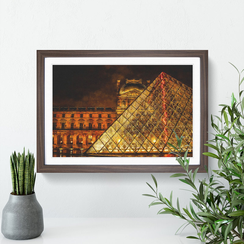 The Louvre in Paris Vol.2 - Picture Frame Graphic Art, 48cm H x 65cm W x 2cm D, Walnut Framed