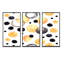 Cercles noirs et jaunes sur fond blanc - ensemble de 3 reproductions d'art encadrées sur toile-2077670186-2077670187